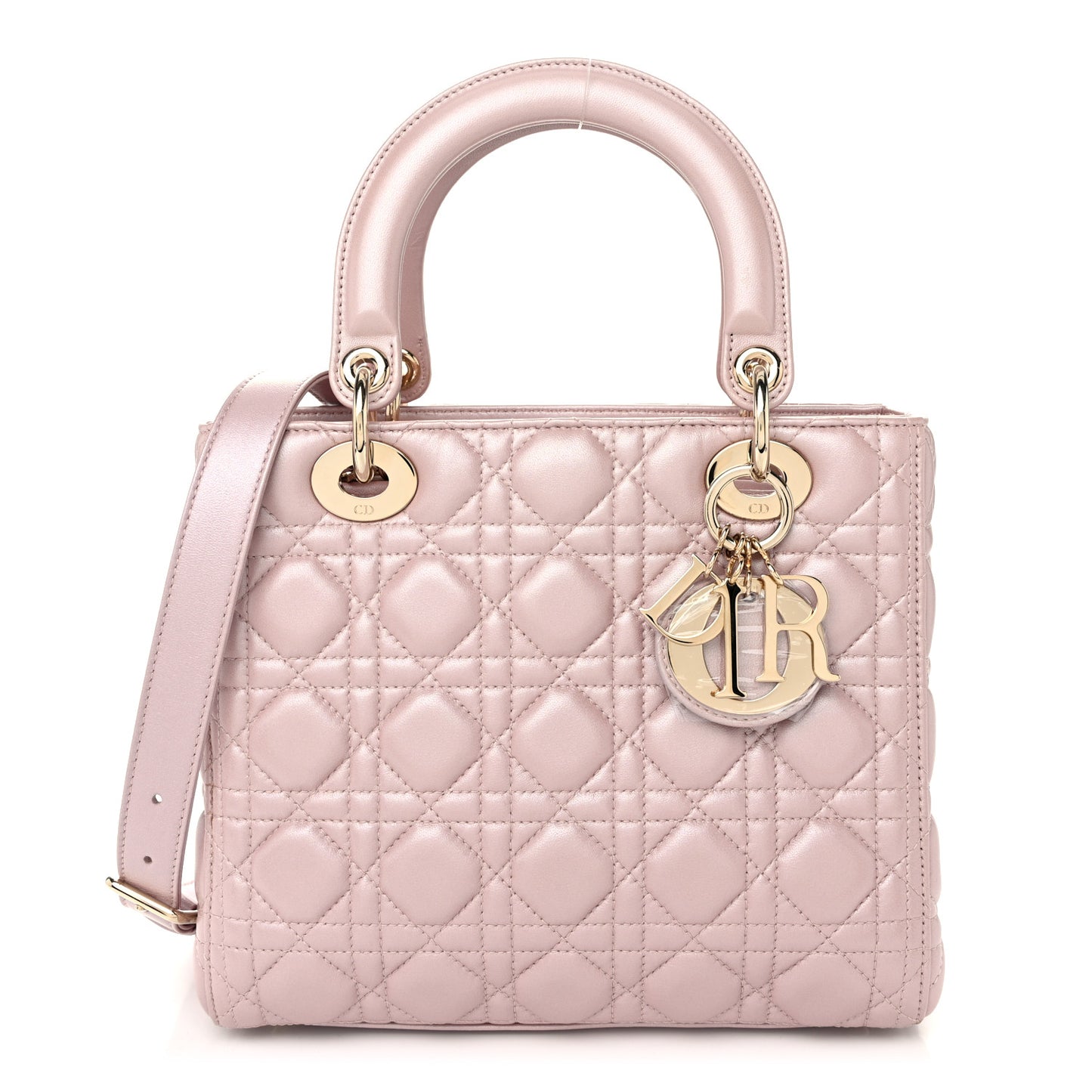 Pearly Lambskin Cannage Medium Lady Dior Lotus