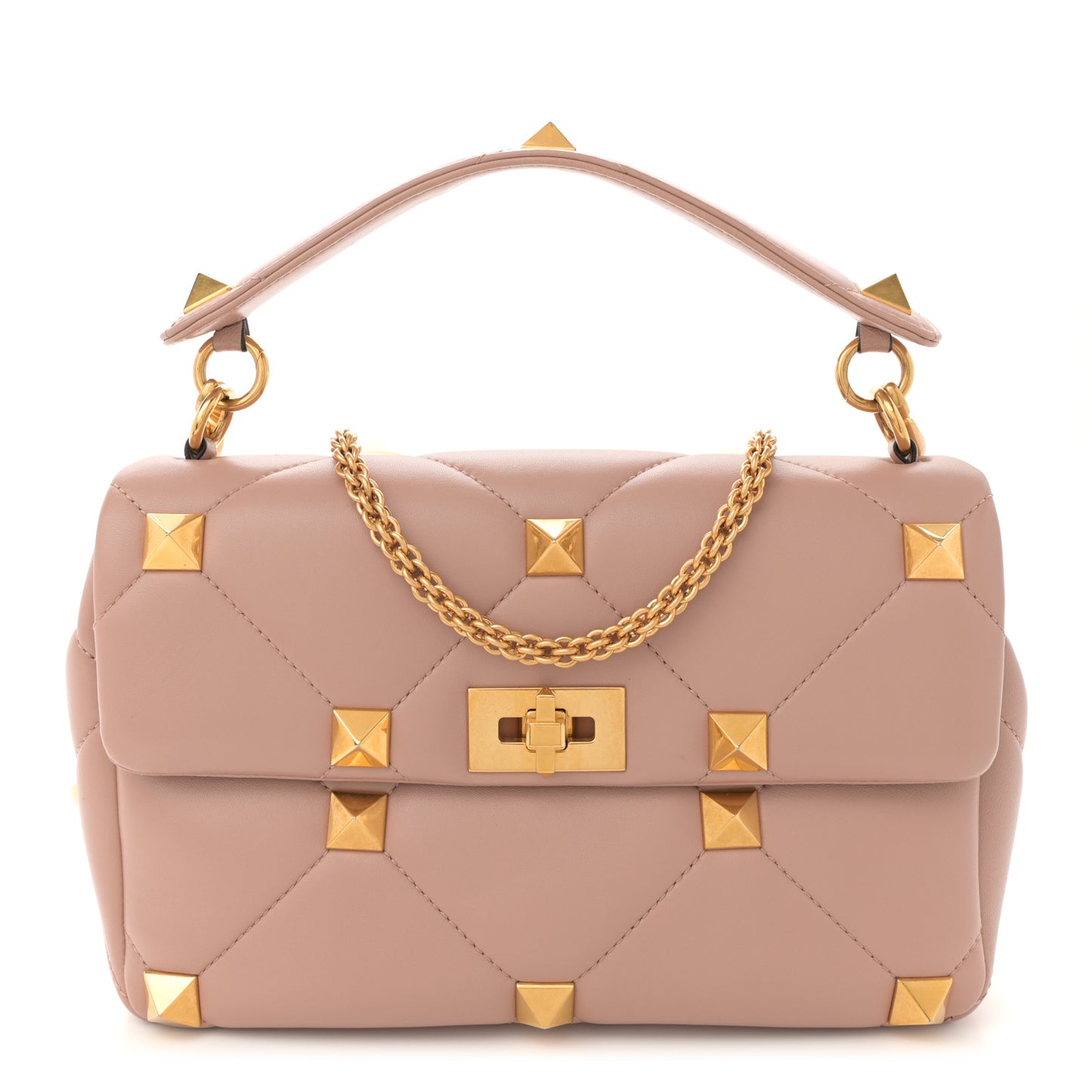 Nappa Large Roman Stud Shoulder Bag Rose Cannelle