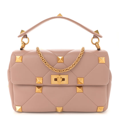 Valentino Garavani Nappa Large Roman Stud Shoulder Bag Rose Cannelle 1 of 9