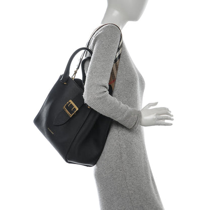 Burberry Soft Grain Calfskin Medium Buckle Tote Black 2 of 7