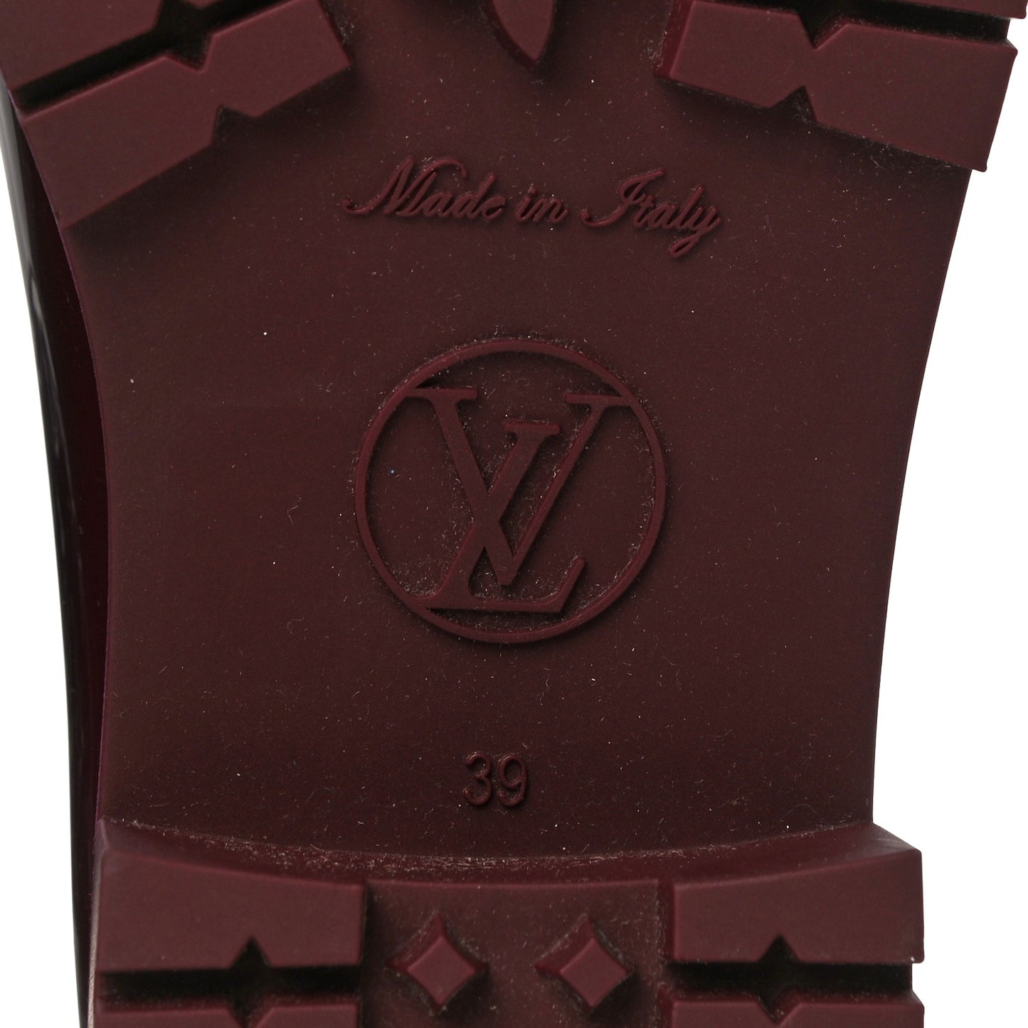 Rubber Embossed Monogram Drops Flat Half Boots 39 Burgundy