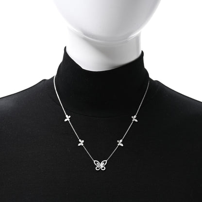 Graff 18K White Gold Diamond Multi Butterfly Silhouette Pendant Necklace 3 of 4