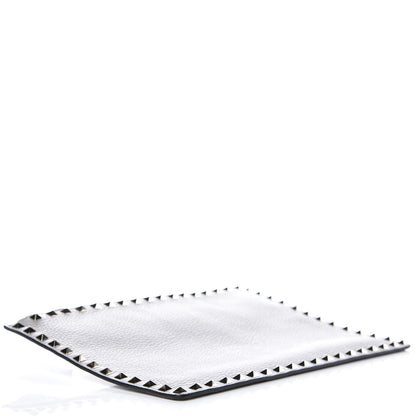 Valentino Garavani Pebbled Calfskin Large Rockstud Zip Pouch Pastel Grey 4 of 8