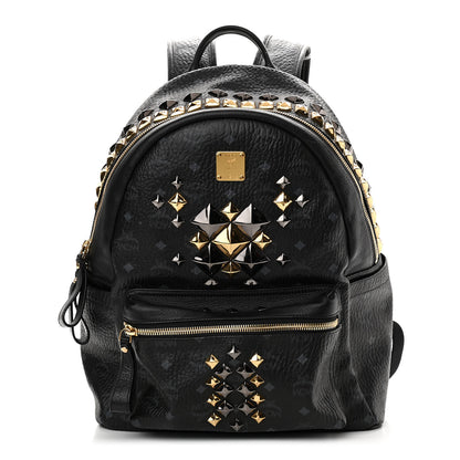 MCM Visetos Studded Colorblock Medium Stark Brock Backpack Black 1 of 10