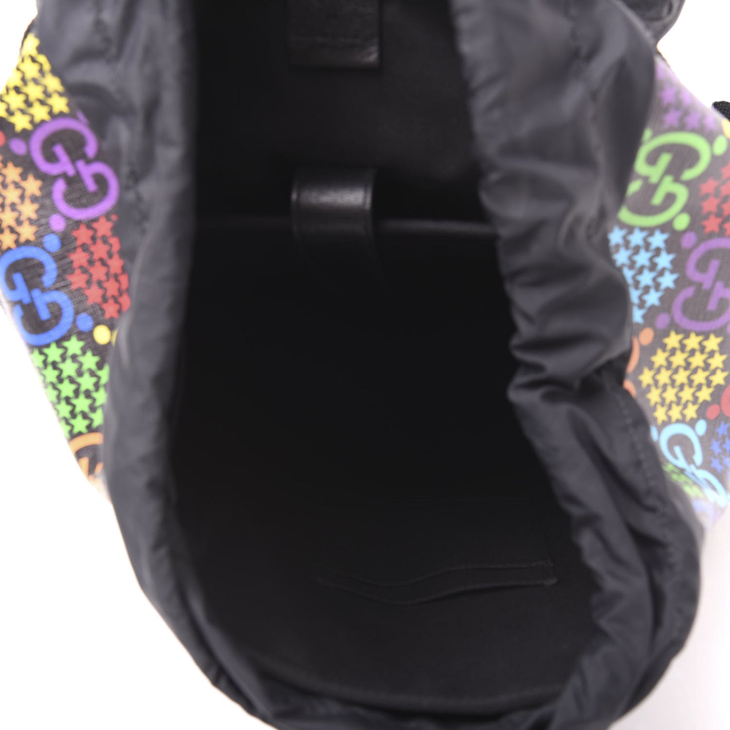 GG Supreme Monogram Psychedelic Medium Double Buckle Backpack Black Multicolor