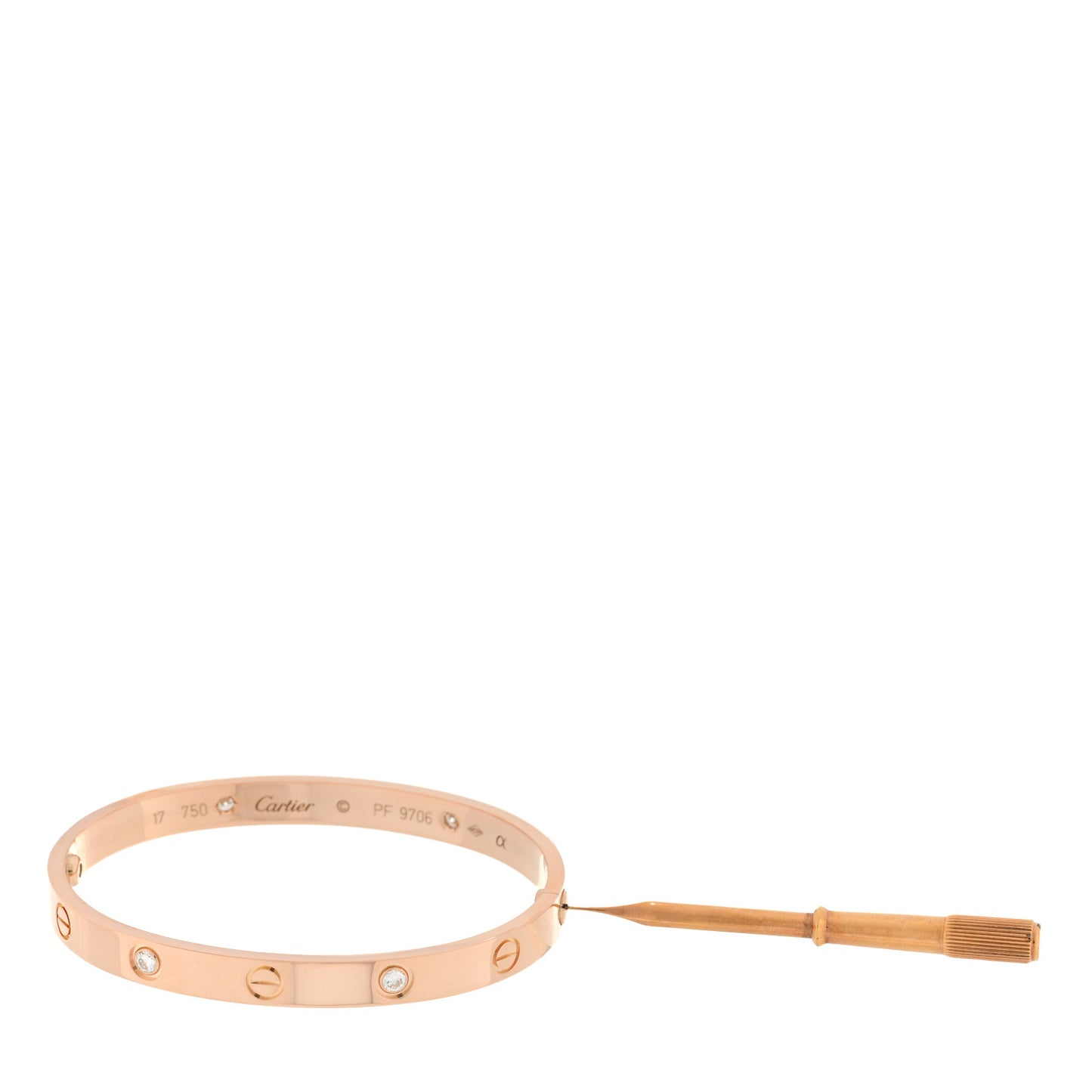 18K Pink Gold 4 Diamond LOVE Bracelet 17
