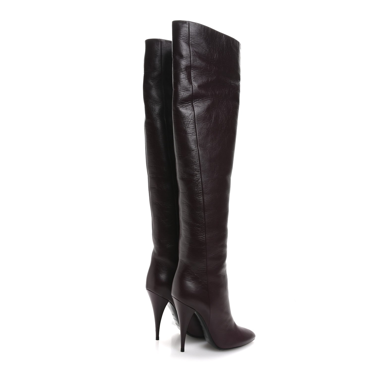 Saint Laurent Calfskin Kiki 110mm Over The Knee Boots 36.5 Dark Violet 5 of 9