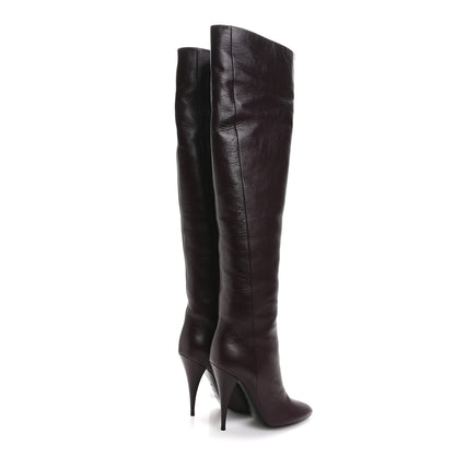 Saint Laurent Calfskin Kiki 110mm Over The Knee Boots 36.5 Dark Violet 5 of 9