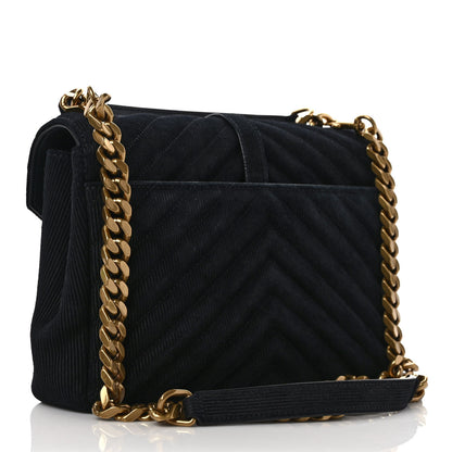 Saint Laurent Corduroy Matelasse Chevron Monogram Medium College Bag Softy Black 3 of 8