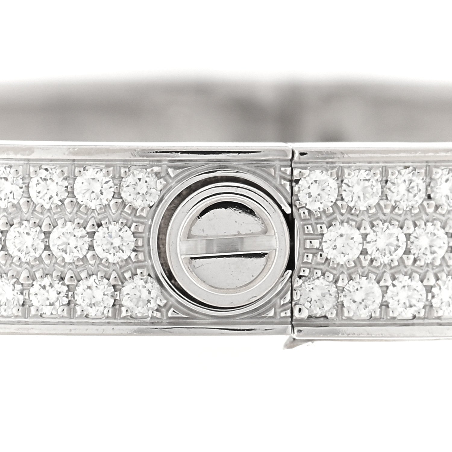 Cartier 18K White Gold Diamond LOVE Paved Bracelet 18 5 of 7