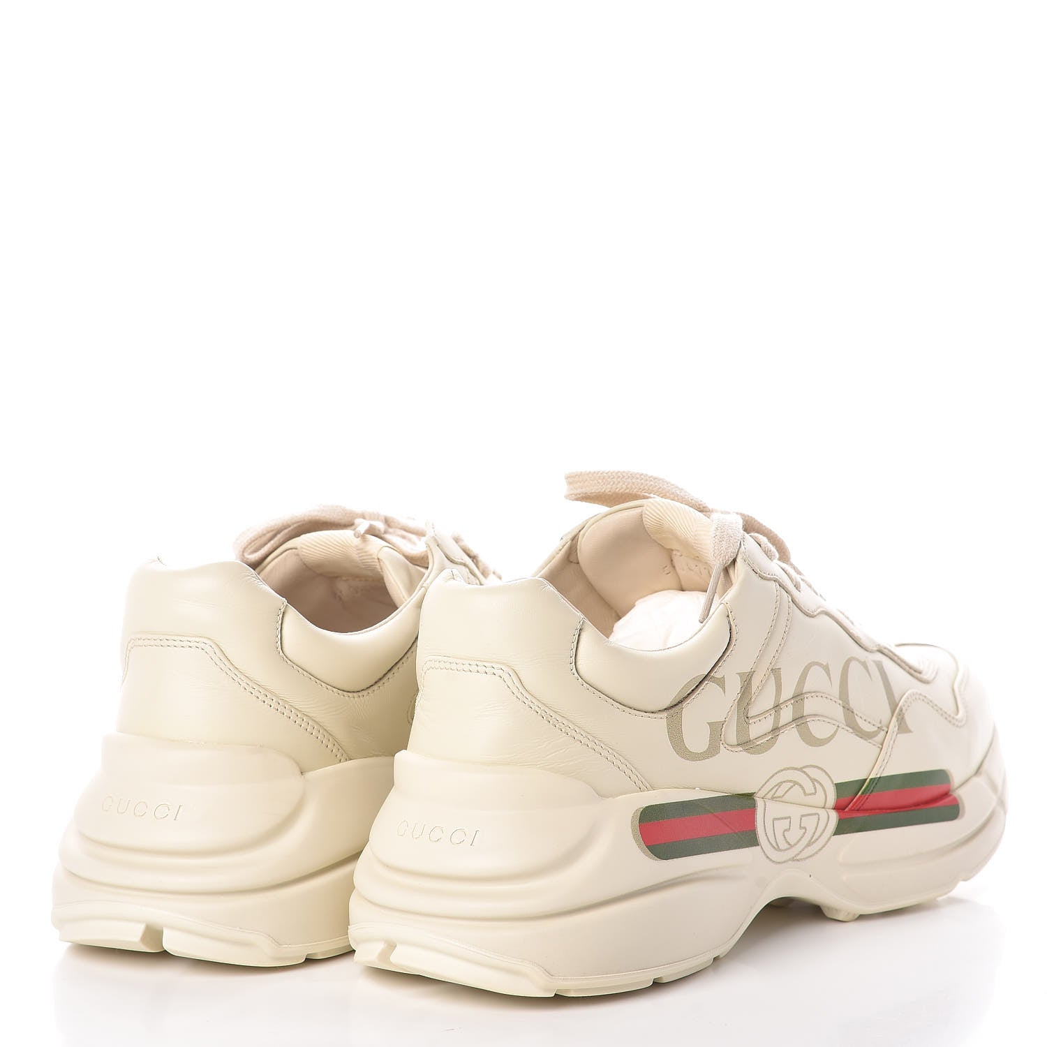 Gucci Calfskin Logo Mens Rhyton Sneakers 8.5 Ivory 4 of 7