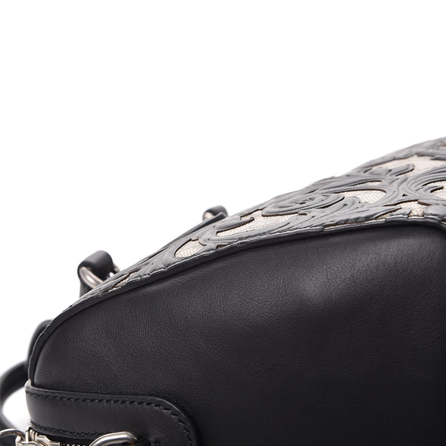 GG Supreme Monogram Arabesque Small Boston Black
