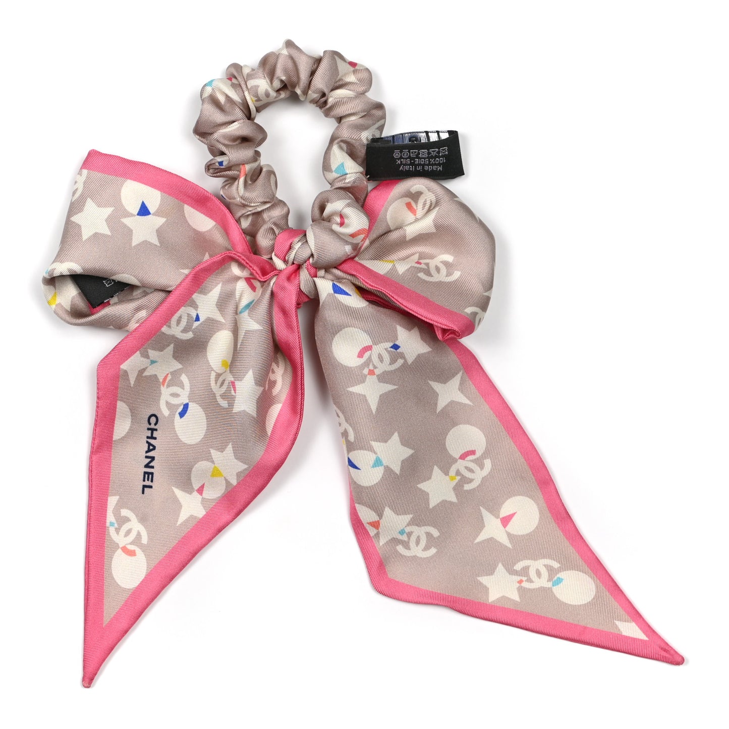 Silk CC Twilly Hair Scarf Beige Pink