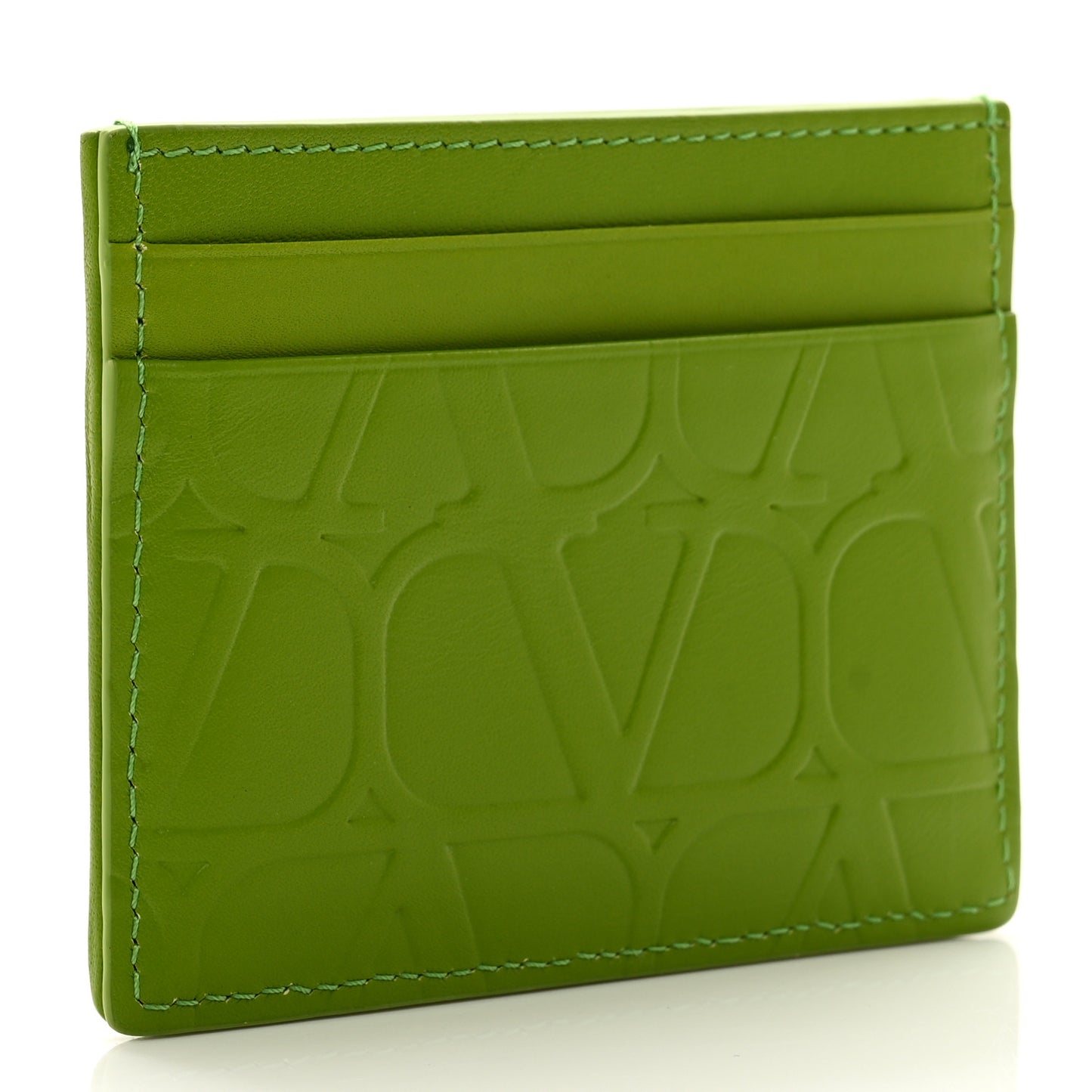 Calfskin Toile Iconographe Embossed Vlogo Card Holder Chartreuse