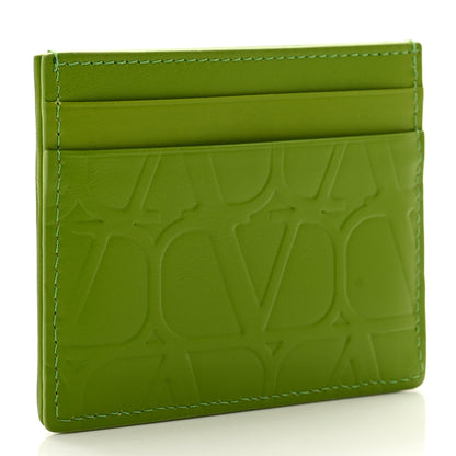 Valentino Garavani Calfskin Toile Iconographe Embossed Vlogo Card Holder Chartreuse 4 of 8