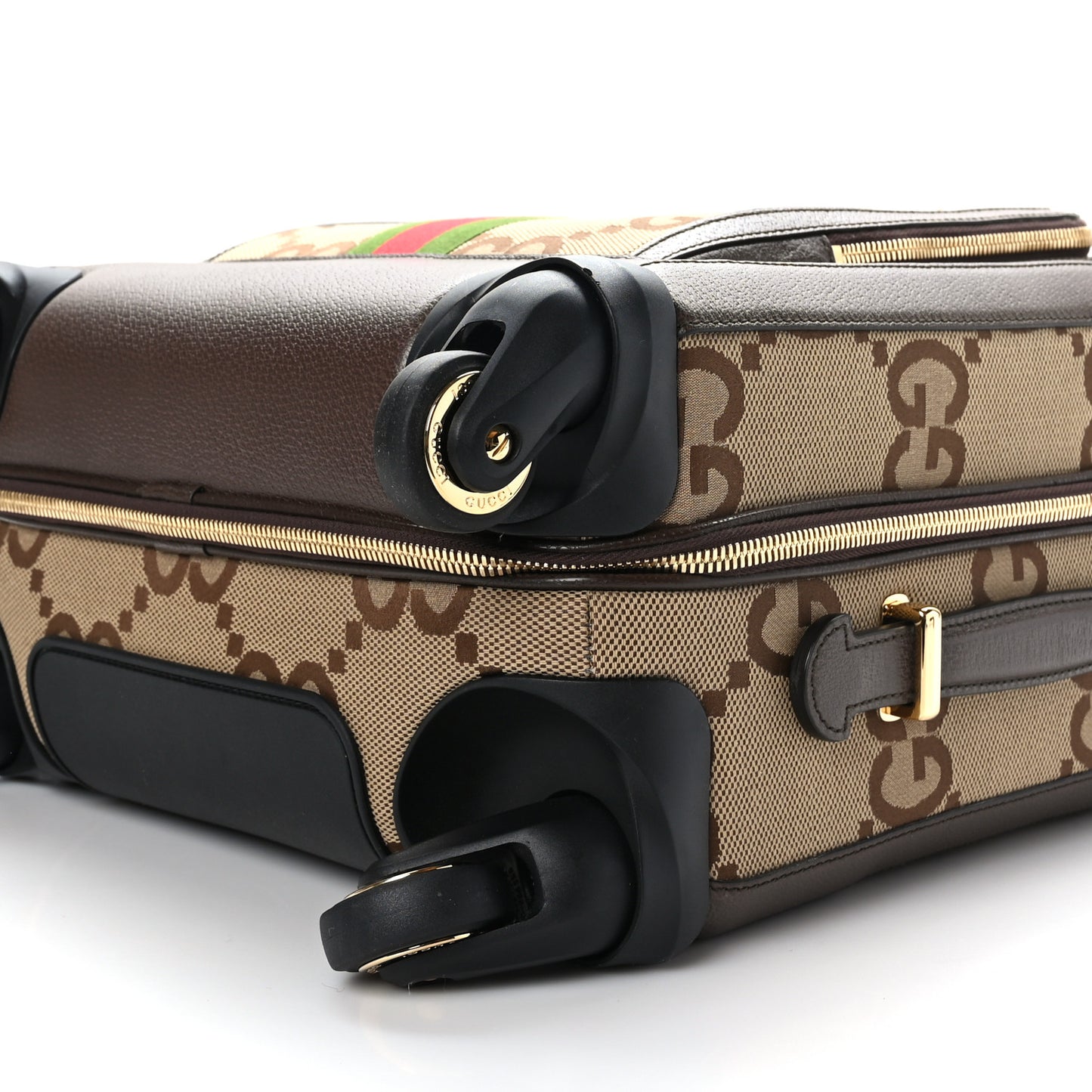 Monogram Jumbo GG Textured Dollar Calfskin Web Small Savoy Cabin Trolley Camel Ebony New Acero