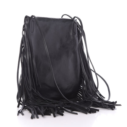Saint Laurent Lambskin Fringe Small Anita Crossbody Bag Black 3 of 11