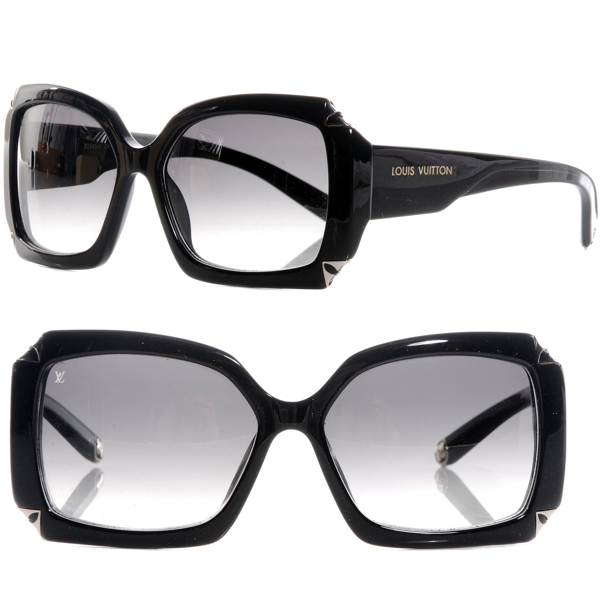 Louis Vuitton Acetate Hortensia Sunglasses Z0365W Black Glitter 1 of 4