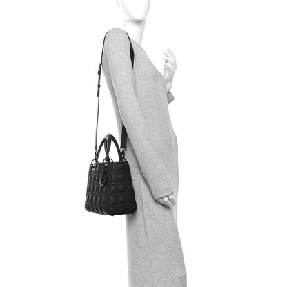 Christian Dior Ultra Matte Calfskin Cannage Medium Lady Dior Black 2 of 9
