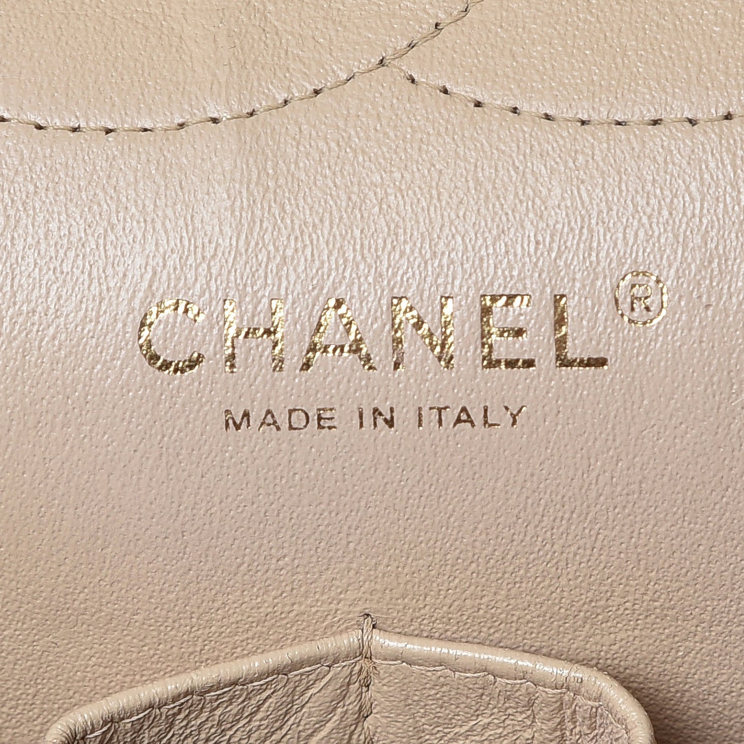 Pearly Caviar Quilted Jumbo Double Flap Beige