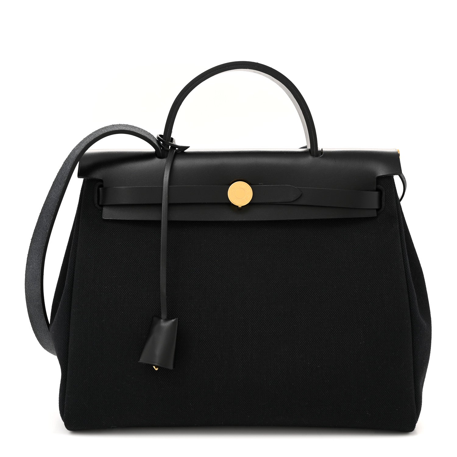 Hermes Military Toile Vache Hunter Herbag Zip Retourne 31 PM Black 1 of 12