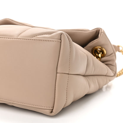 Saint Laurent Lambskin Quilted Small Loulou Puffer Monogram Chain Satchel Dark Beige 10 of 11