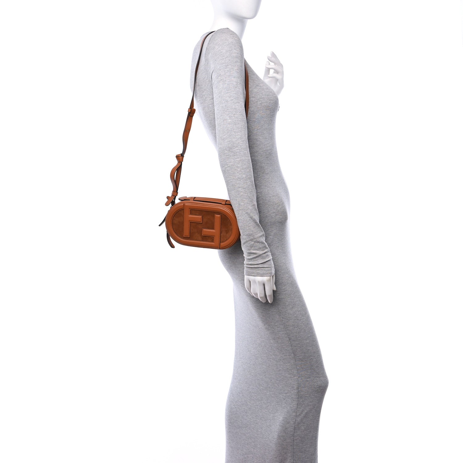 Fendi Vitello Grace Camoscio O'Lock Mini Camera Case Cuoio 3 of 13