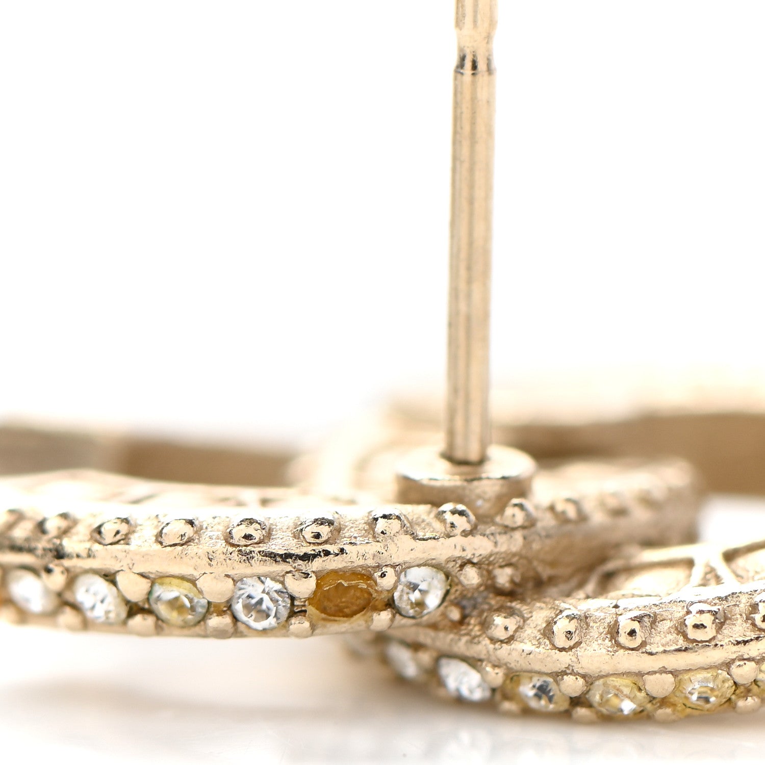 Chanel Crystal Timeless CC Earrings Light Gold 4 of 6
