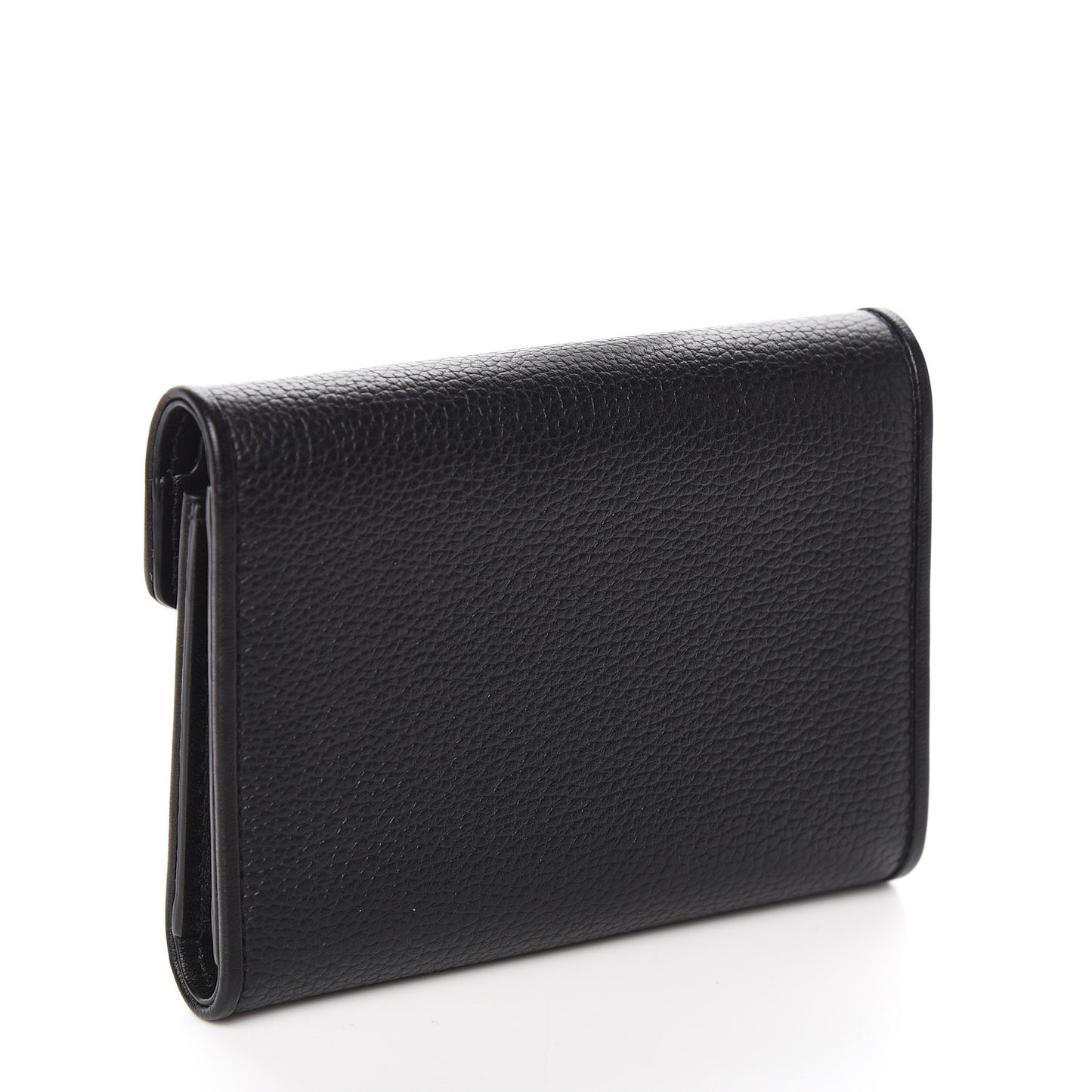Grained Calfskin Compact Wallet Black