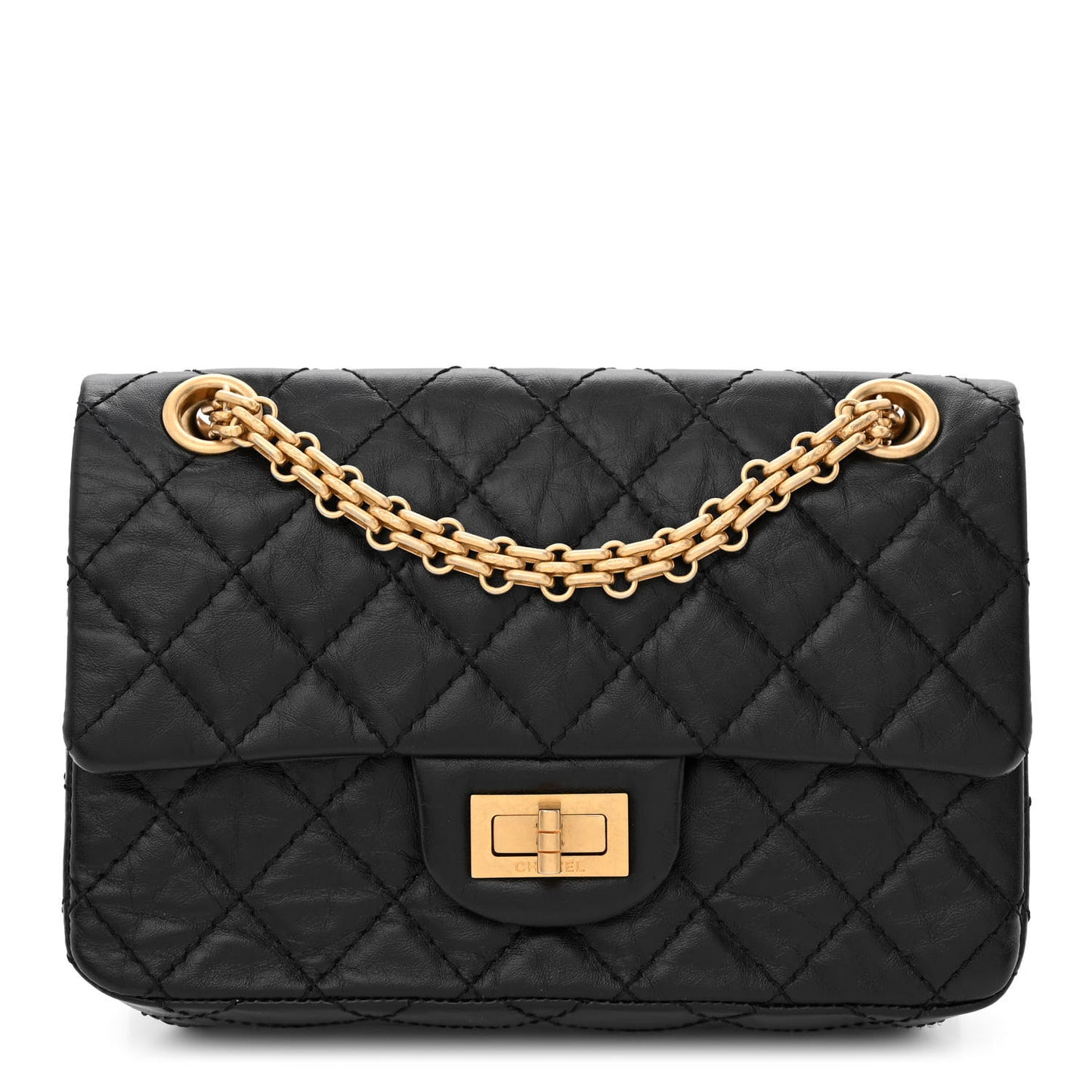 Aged Calfskin Quilted 2.55 Reissue Mini Flap Black