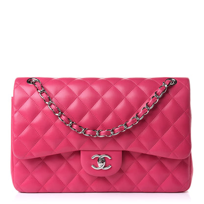 Chanel Lambskin Quilted Jumbo Double Flap Dark Pink 1 of 11
