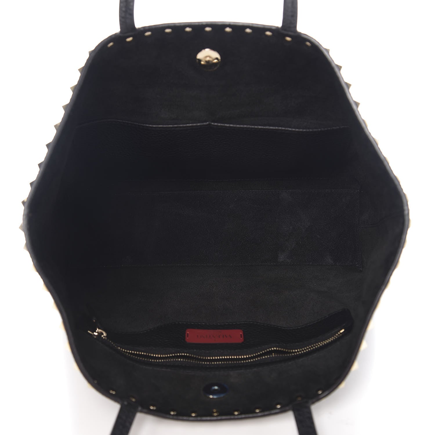 Valentino Garavani Grained Calfskin Small Rockstud Shoulder Tote Black 4 of 9