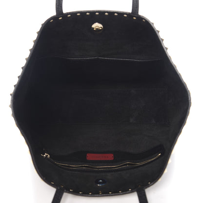 Valentino Garavani Grained Calfskin Small Rockstud Shoulder Tote Black 4 of 9