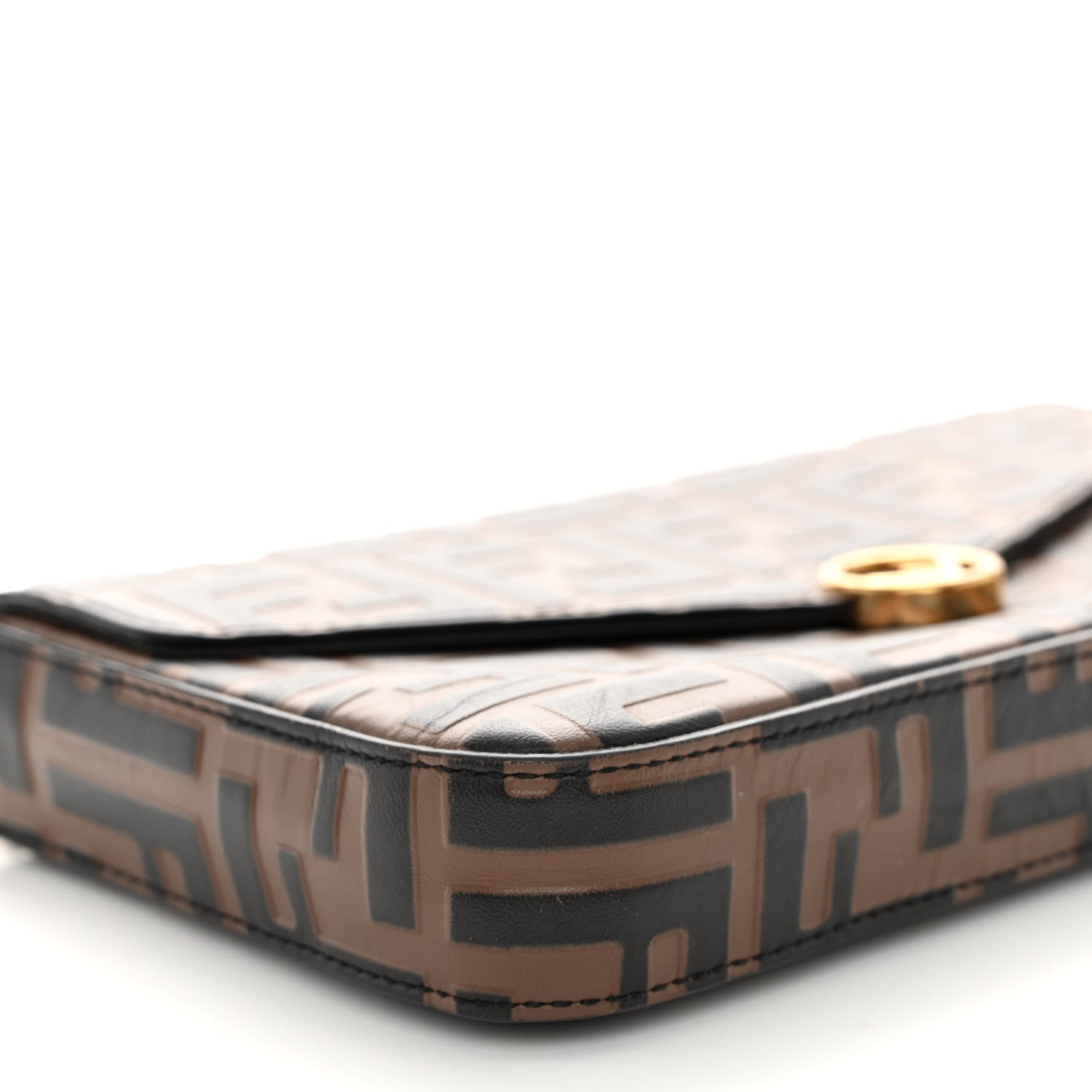 Fendi Vitello Soft F is Fendi Bi-Color FF 1974 Embossed Envelope Wallet On Chain with Pouches Maya Black 10 of 12