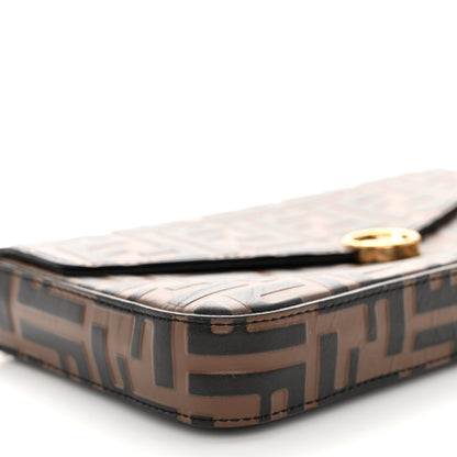 Fendi Vitello Soft F is Fendi Bi-Color FF 1974 Embossed Envelope Wallet On Chain with Pouches Maya Black 10 of 12