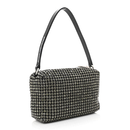 Alexander Wang Mesh Crystal Rhinestone Mini Heiress Pouch Black Silver 3 of 11