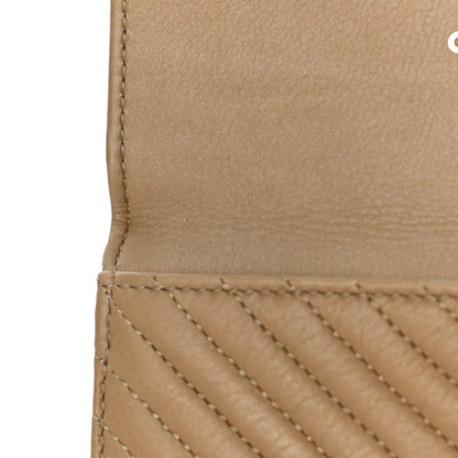 Chanel Aged Calfskin Chevron Quilted Flap Card Holder Beige 12 of 16