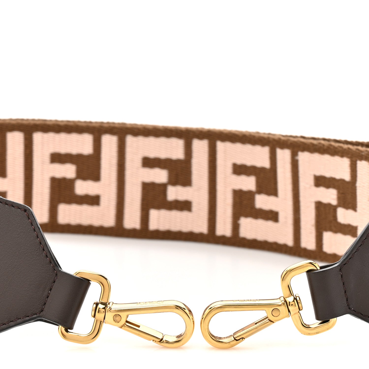 Fendi Ribbon Vitello Century FF 1974 Embroidered Adjustable Strap You Rosa Confetto Chocolate 3 of 5