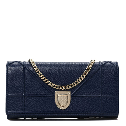 Christian Dior Grained Calfskin Diorama Croisiere Chain Wallet Blue 1 of 6