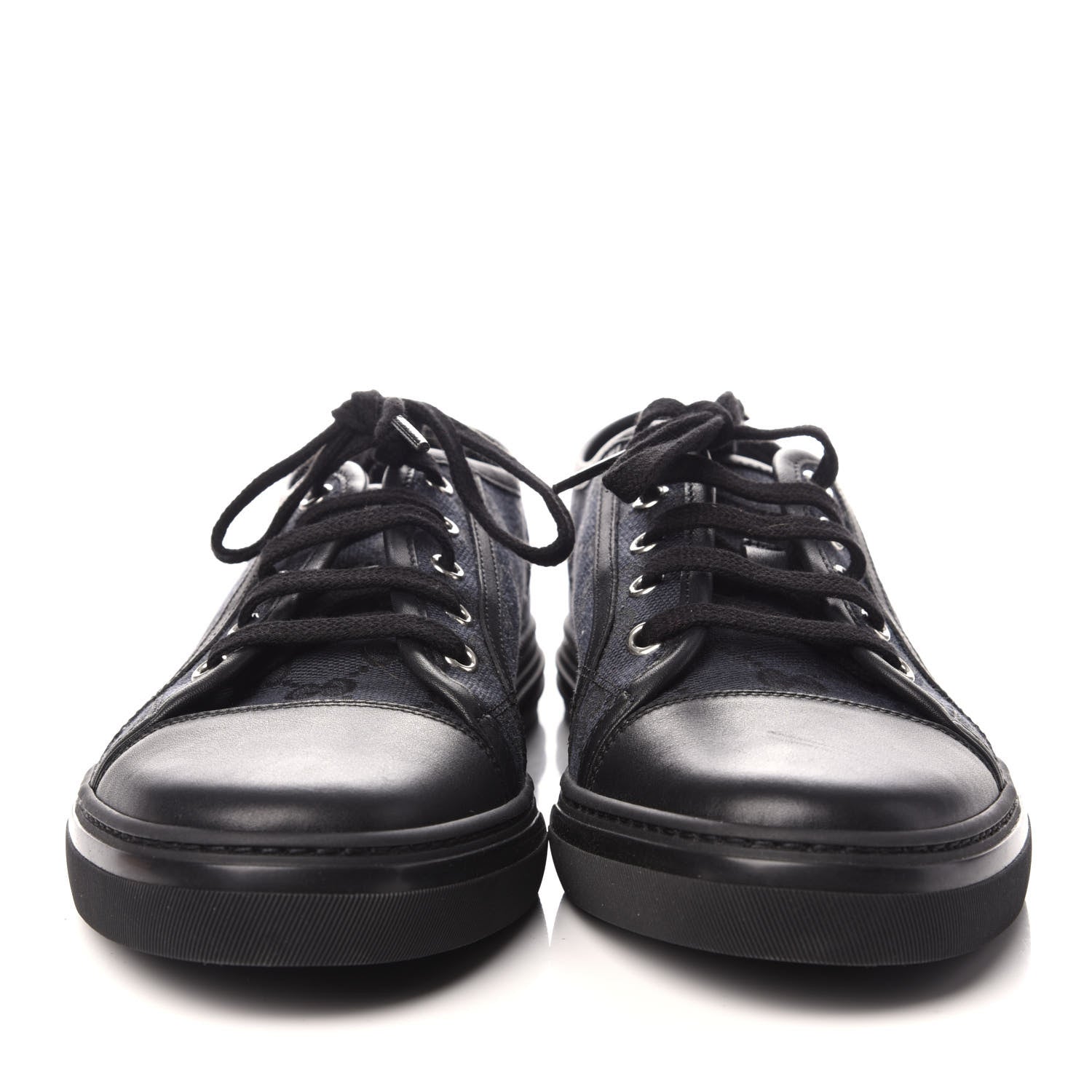 Gucci GG Monogram Calfskin Womens Low Top Sneakers 41 Piombo Black 2 of 7