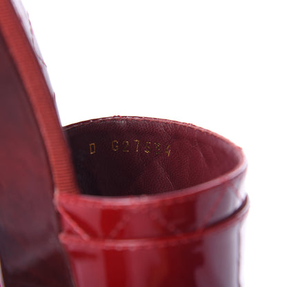 Chanel Patent Quilted Turn Lock CC Platform Mule 36.5 Rouge 9 of 10
