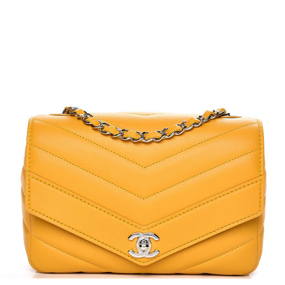 Chanel Caviar Chevron Quilted Medium Single Flap Yellow 1 of 8