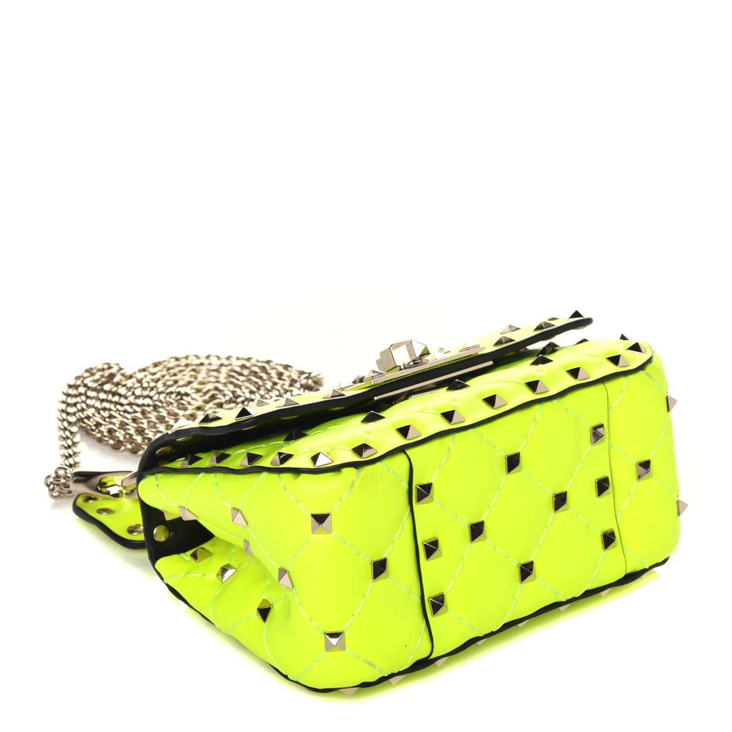 Valentino Garavani Calfskin Micro Rockstud Spike Shoulder Bag Lime 4 of 8