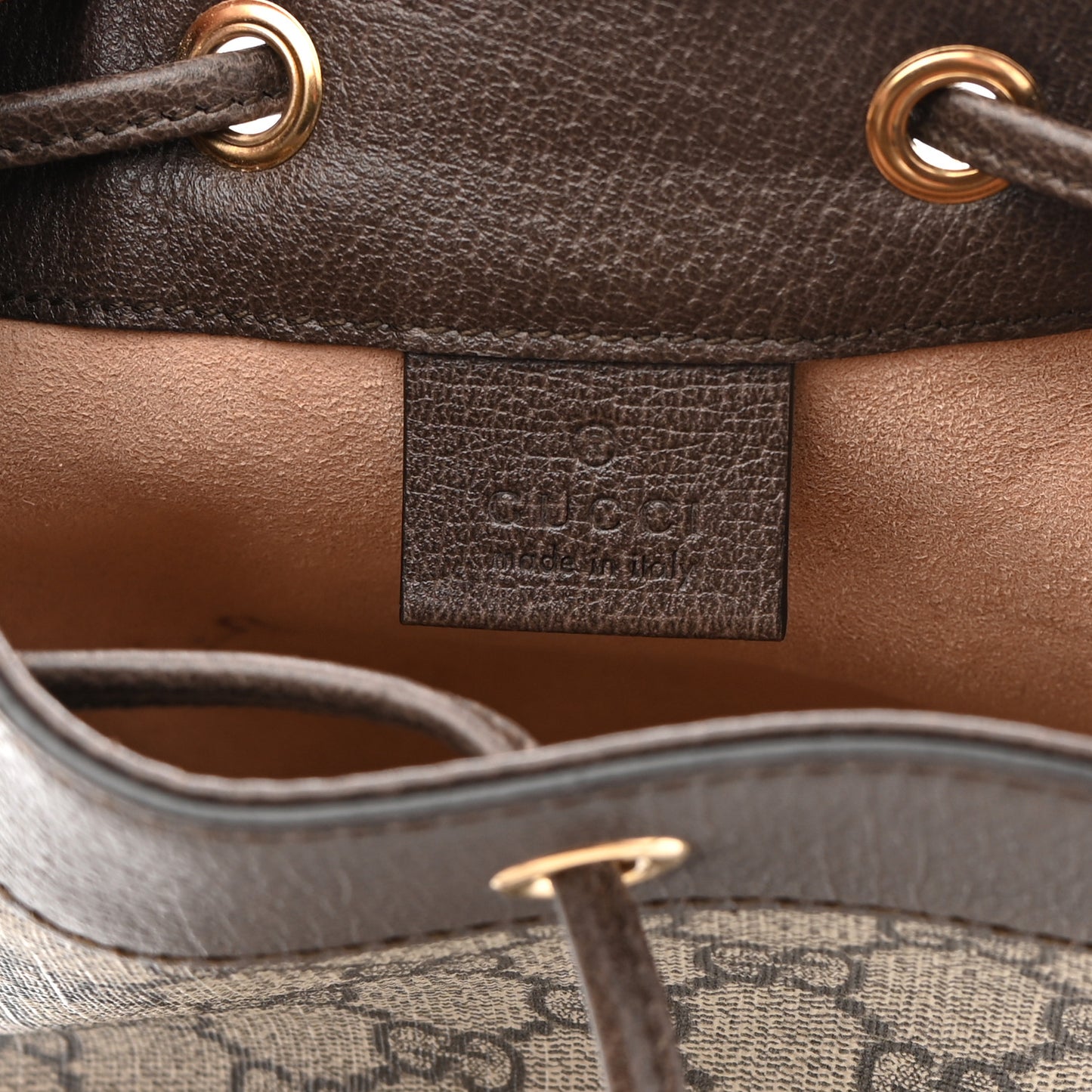 GG Supreme Monogram Web Mini Ophidia Bucket Bag Brown