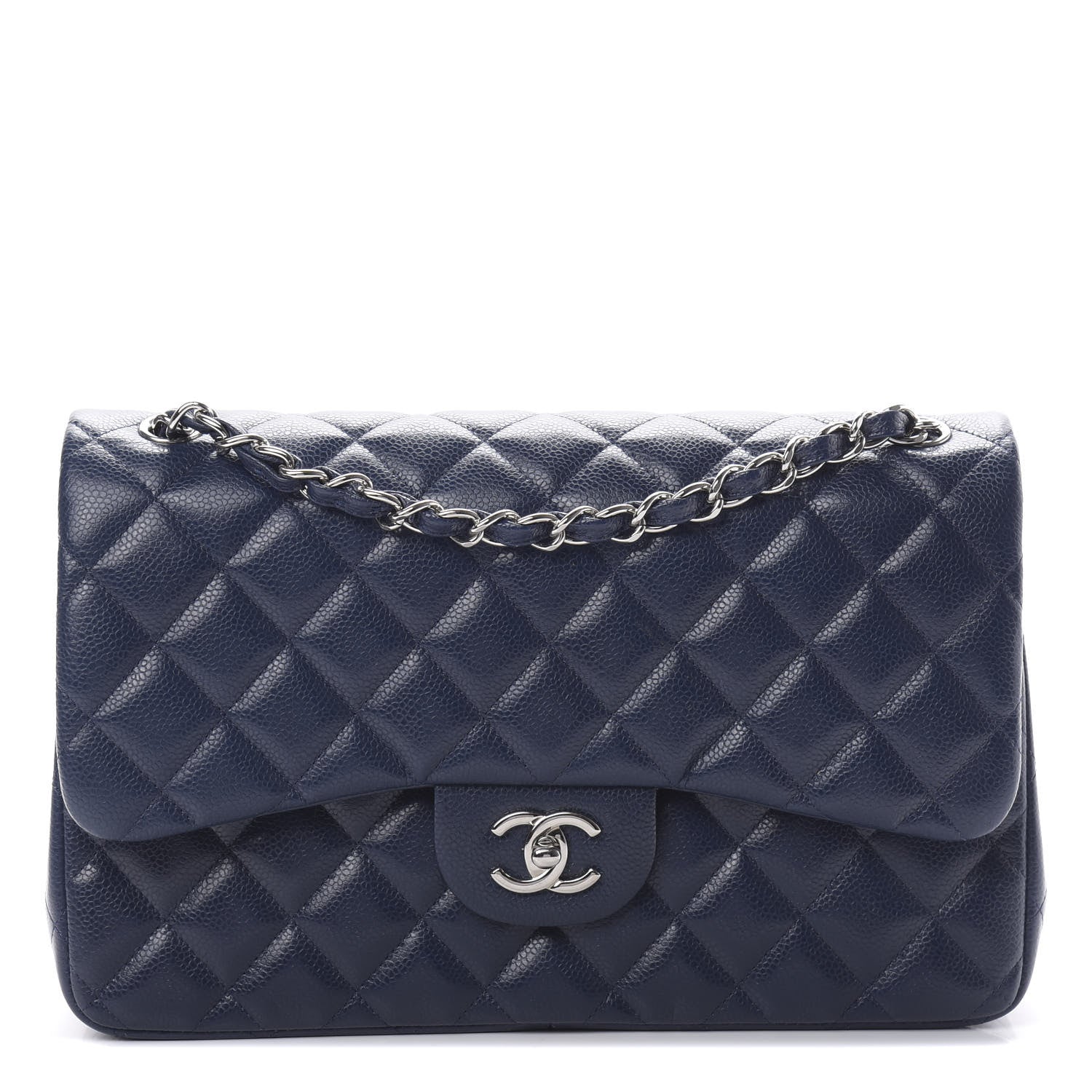 Chanel Caviar Quilted Jumbo Double Flap Navy Blue 1 of 14