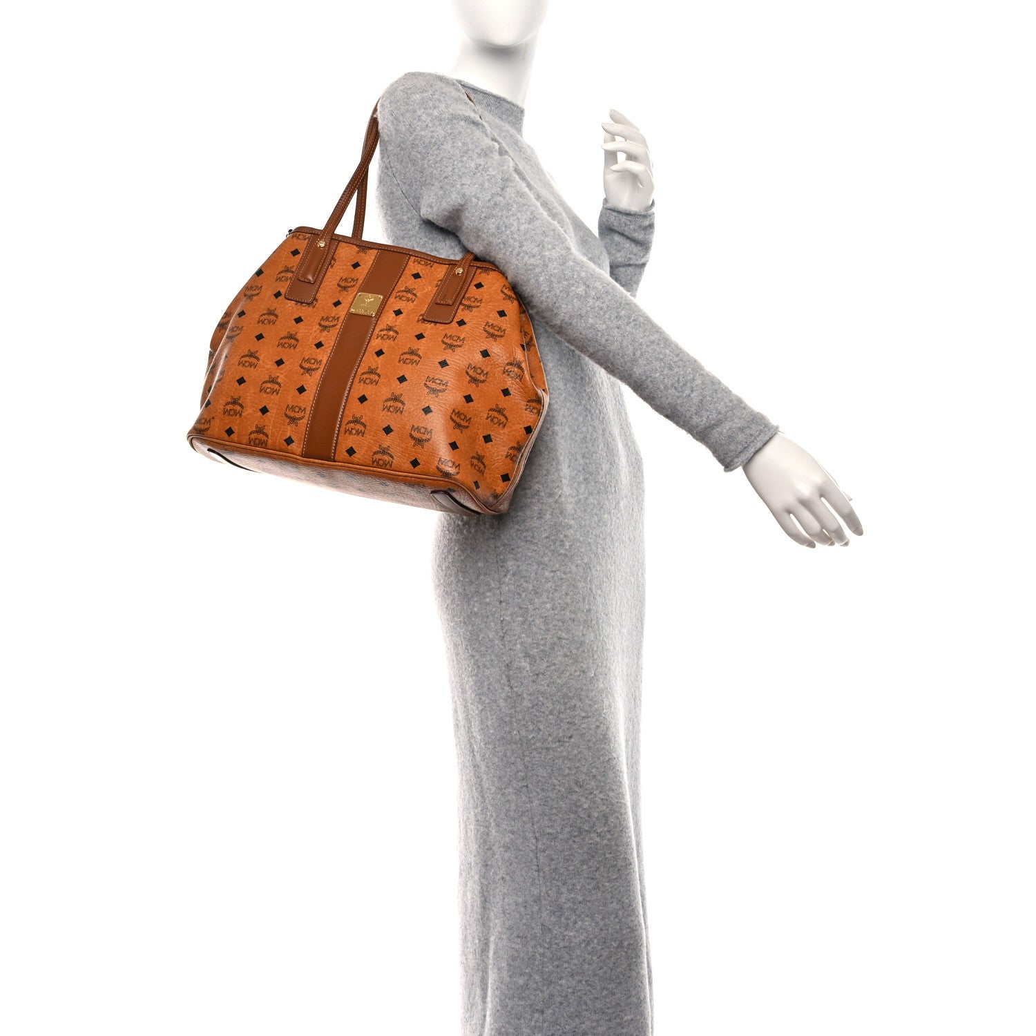 MCM Visetos Medium Liz Reversible Shopper Tote Cognac 2 of 21