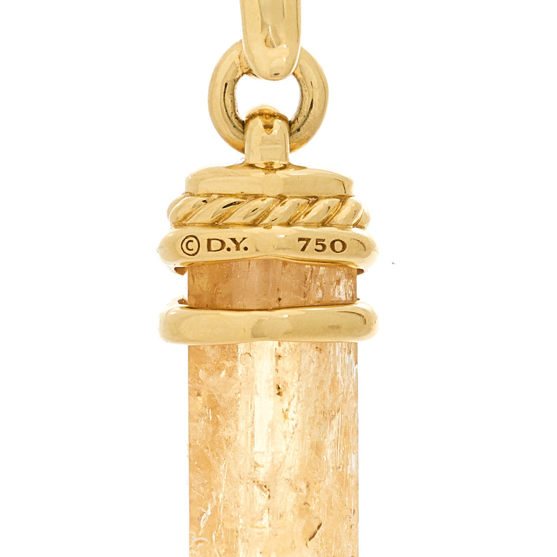 18K Yellow Gold Diamond Imperial Topaz Wrapped Amulet Pendant