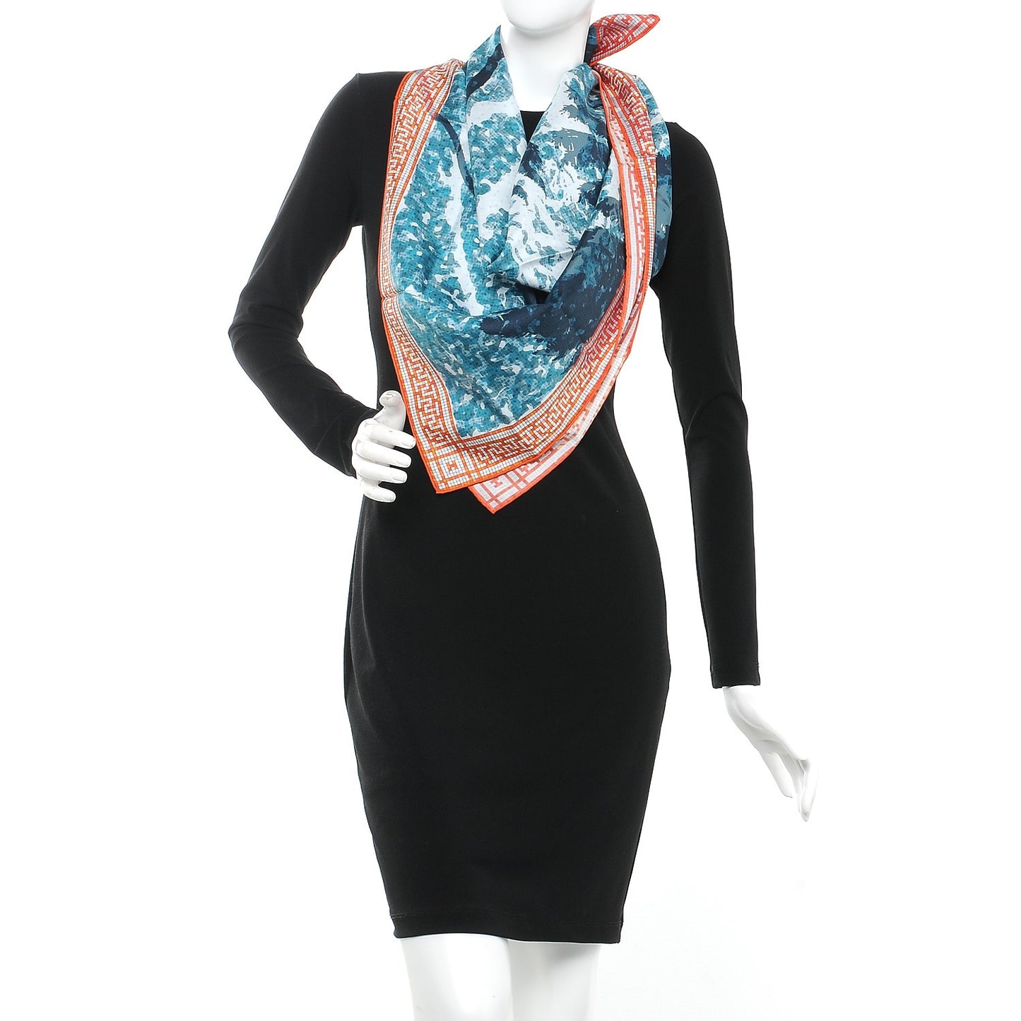 Silk A Beverly Hills Scarf 90 Orange Bleu Blanc