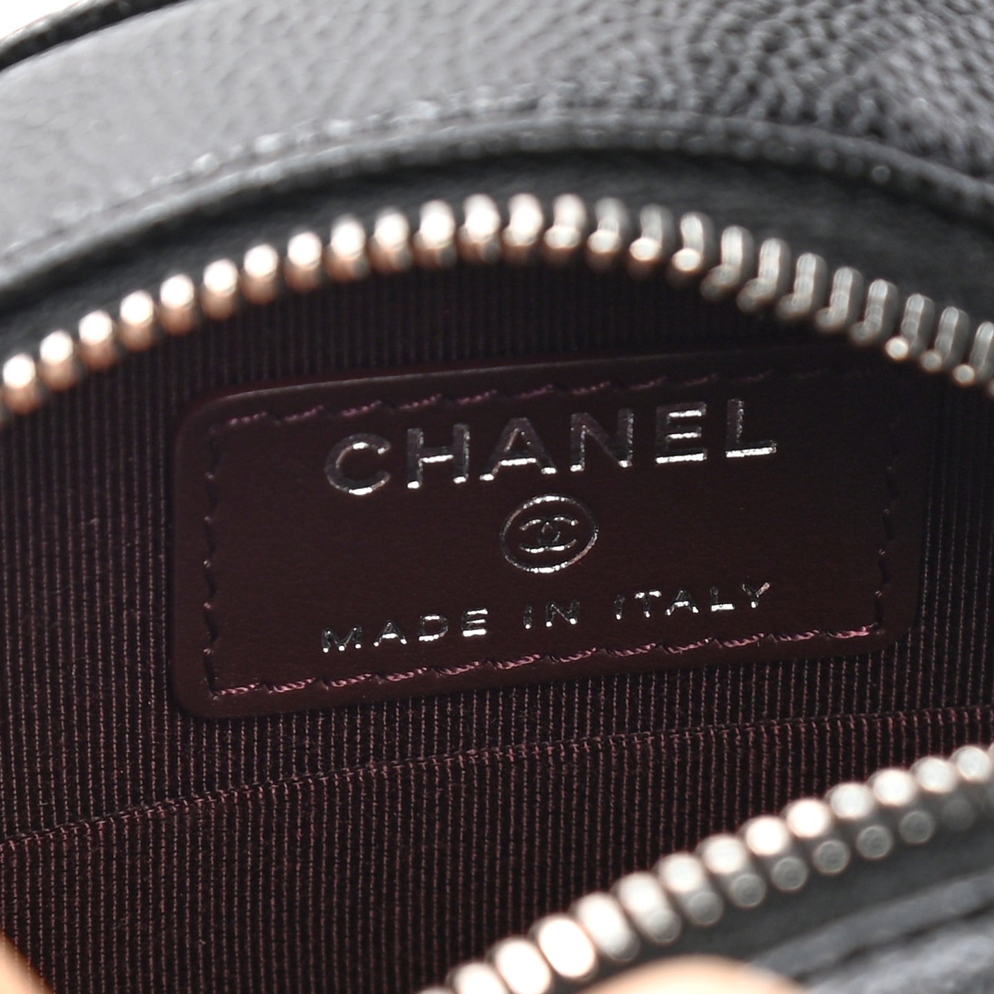 Caviar Quilted Round Clutch With Chain Black