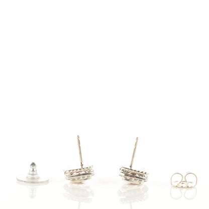 David Yurman Sterling Silver Diamond Morganite 7mm Petite Albion Earrings 5 of 5